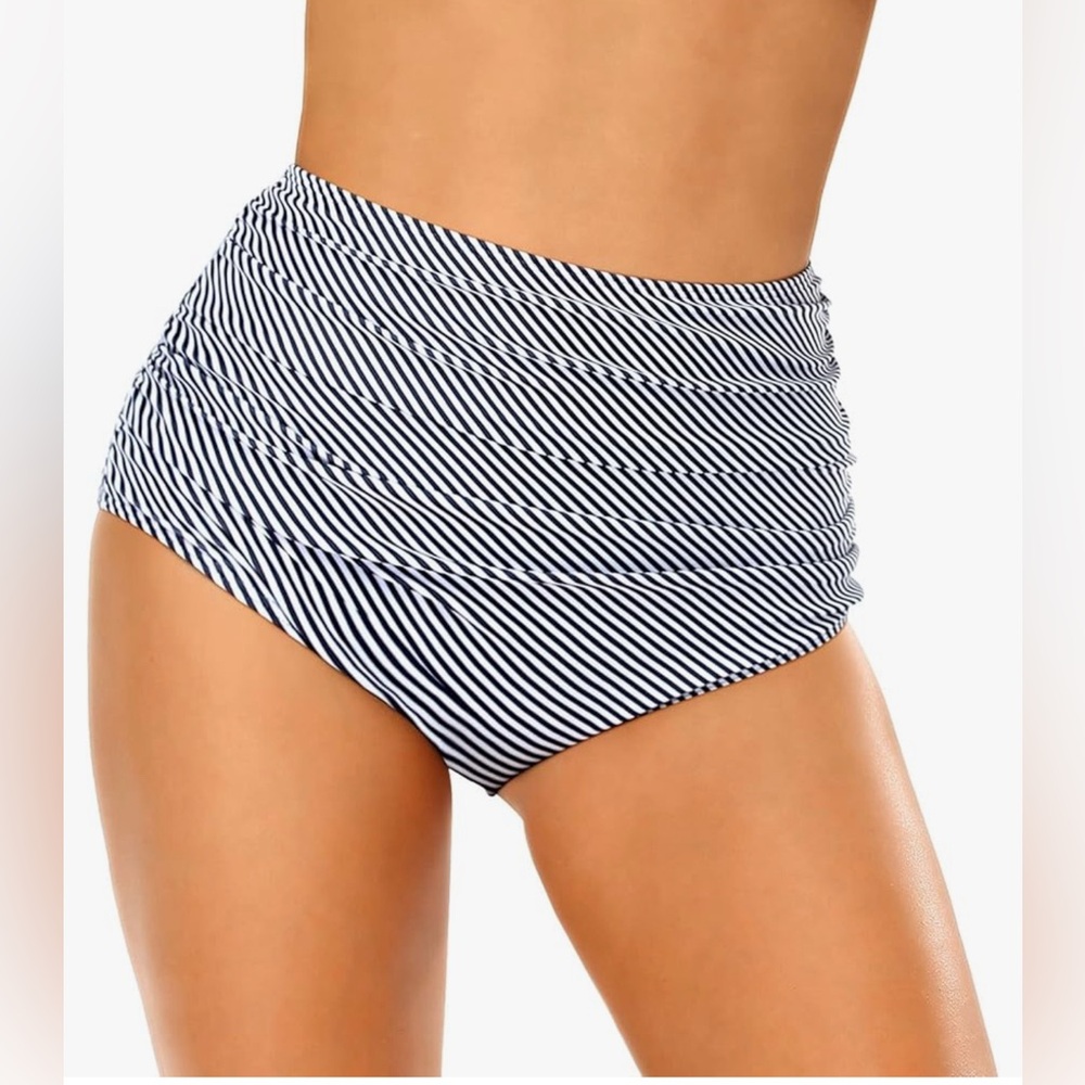 Edelqual Women’s High Waisted Bikini Bottom Full Coverage Tummy Control NWT